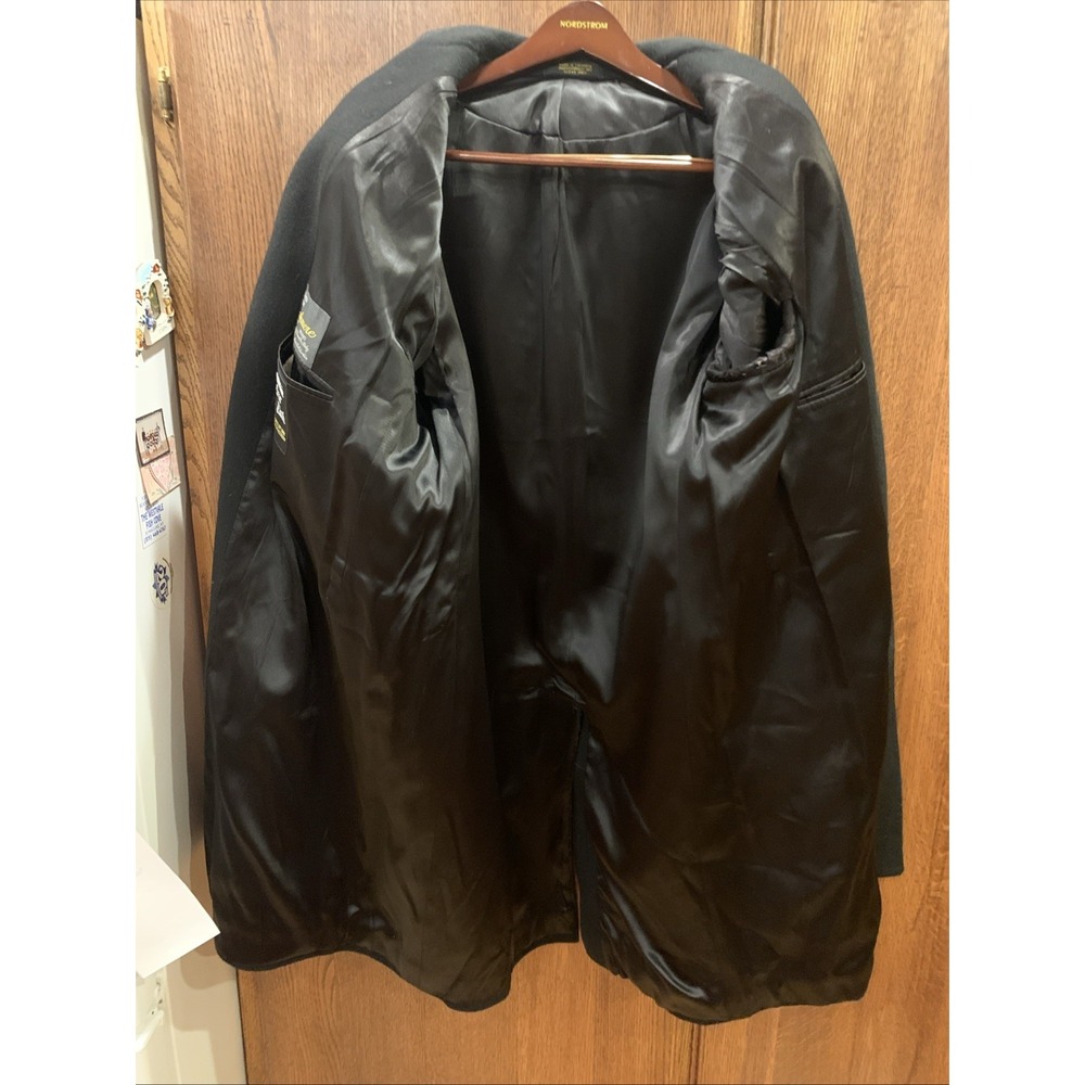 Men's Black Wool-Blend Single-Breasted Overcoat Cashmere Blend Size 42R - Picture 8 of 8